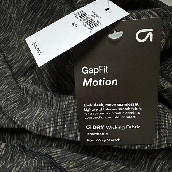 NWT Gap Fit Half-Zip Long Sleeve Running Skiing Seamless Top Black Spacedye S - Picture 15 of 16